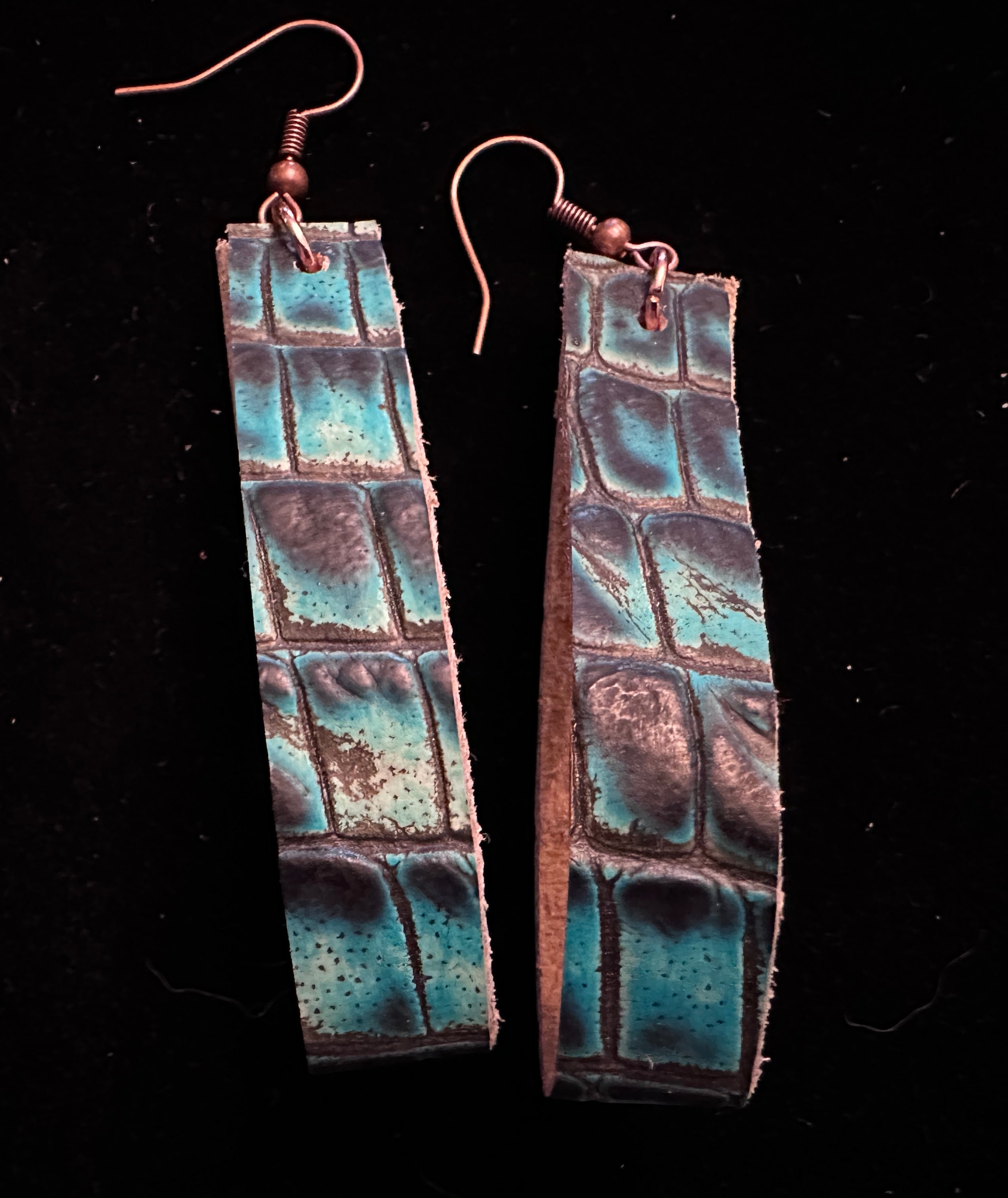 Faux Gator Leather Dangle Earrings