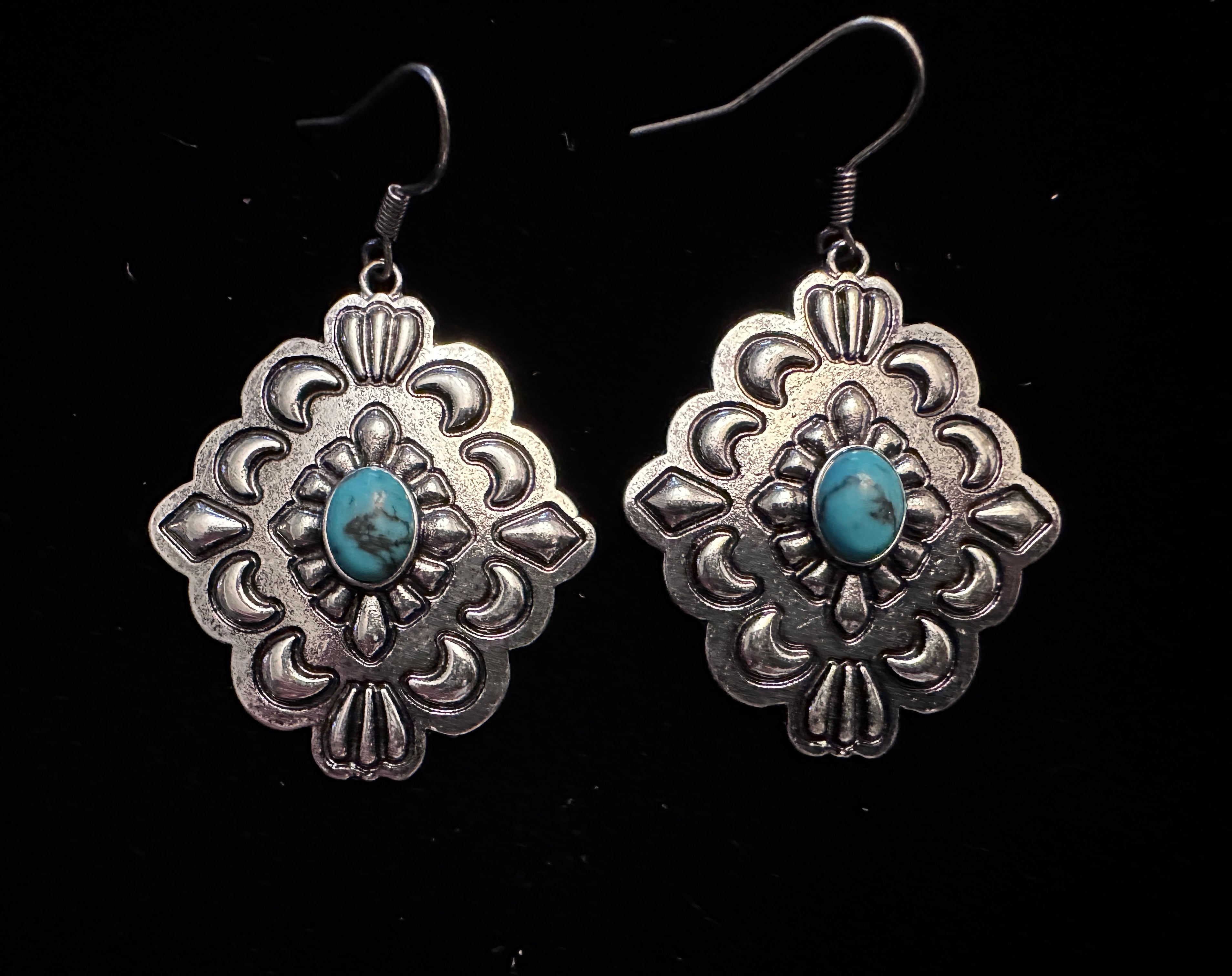 Silver & Blue Stone Southwestern Fashion Earrings
