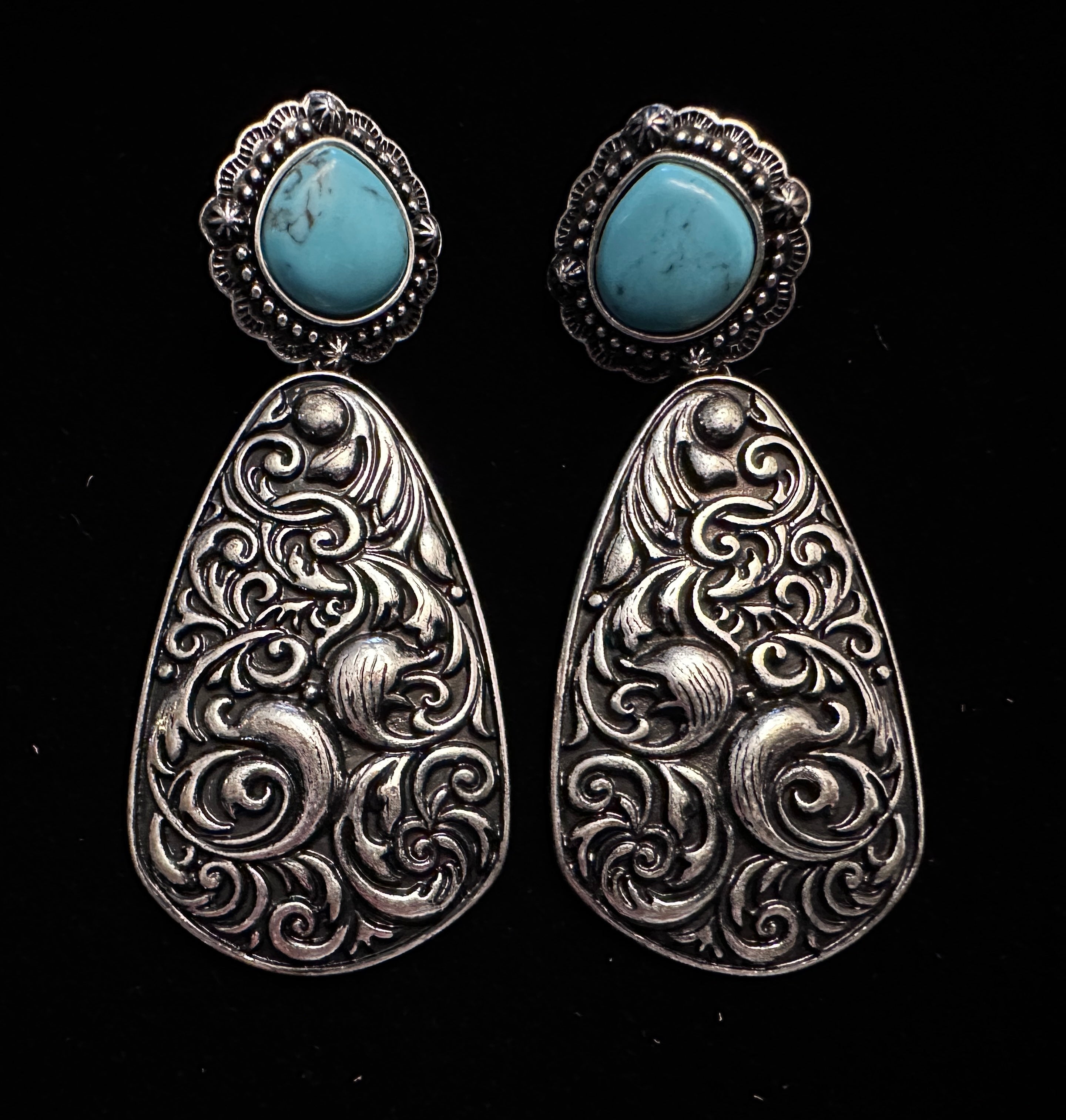 Silver & Blue Stone Southwestern Fashion Earrings