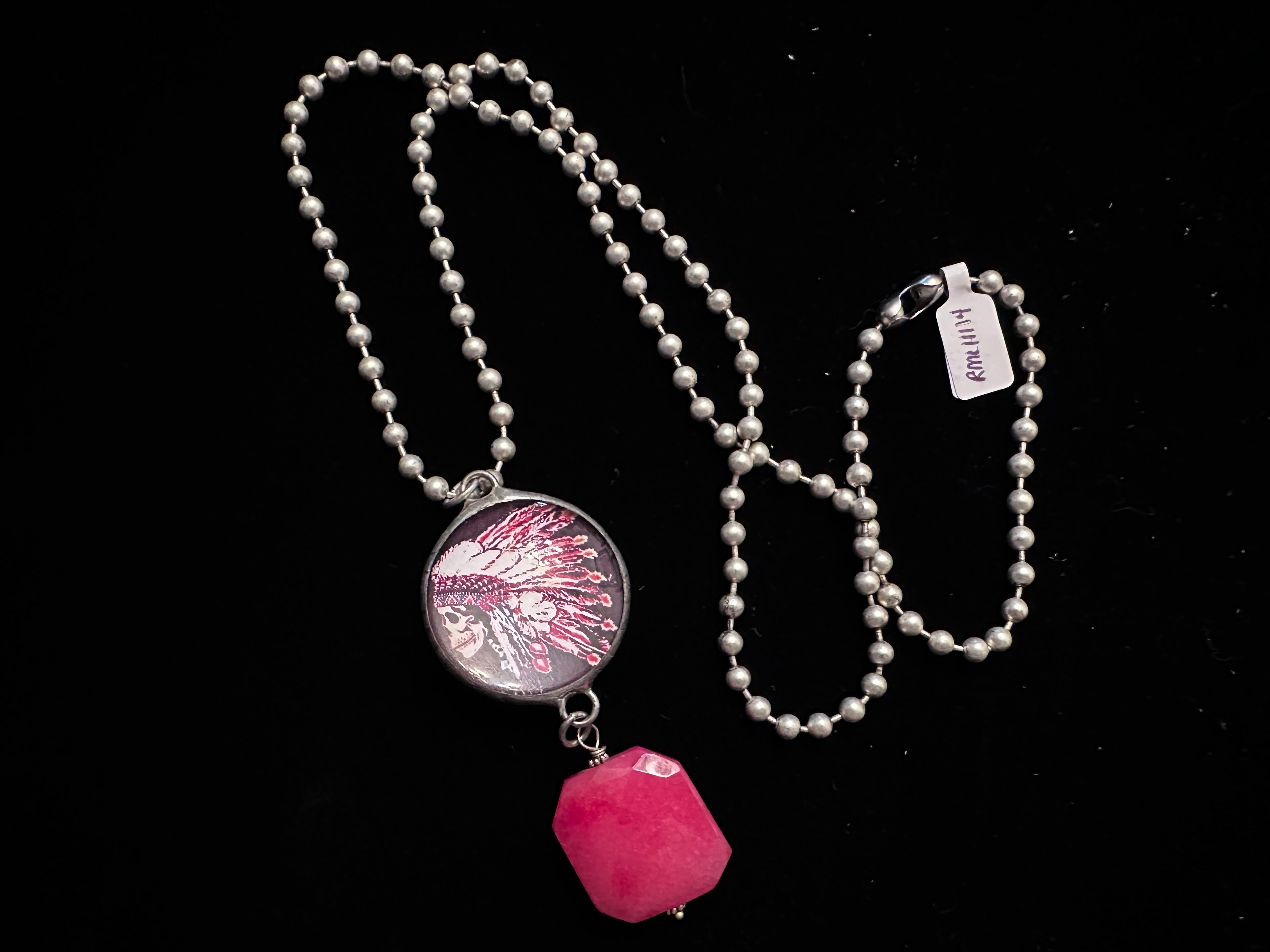 Indian Chief with Red Stone Fashion Piece