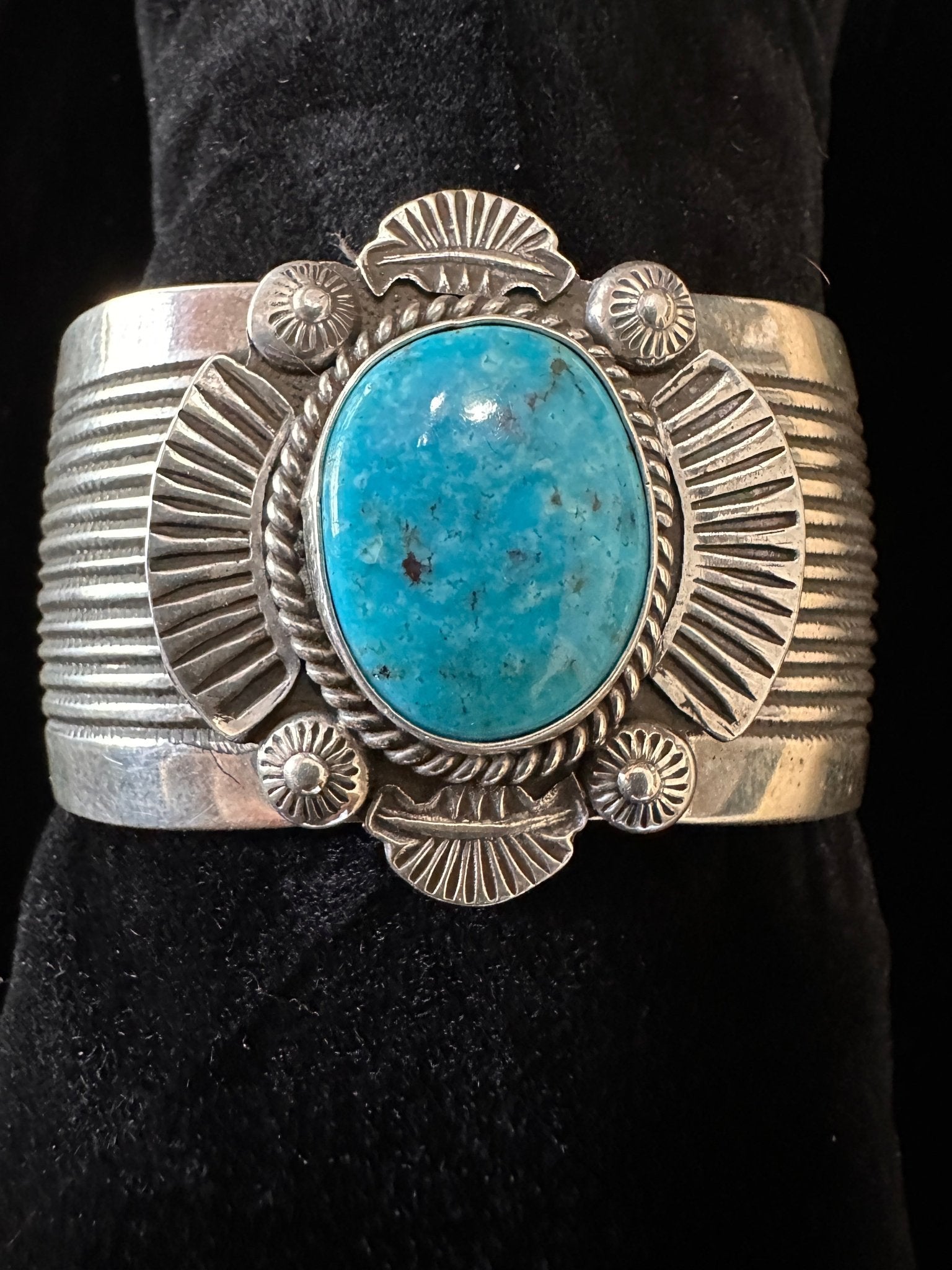 Sterling Silver & Kingman Turquoise Cuff by Garrett Hale - Native American Jewelry