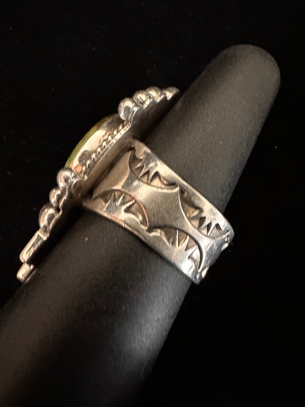 Sterling Silver & Sonoran Gold Cross Ring by Ella M Linkin –Side View -  Size 6 - Native American Jewelry