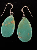 Sterling Silver & Toltec Turquoise Slab Dangle Earrings - Native American Jewelry Rockin' M Leathers