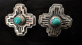Sterling Silver & Kingman Turquoise Zia Symbol Earrings by Jerold Joe - Native American Jewelry Jerold Joe