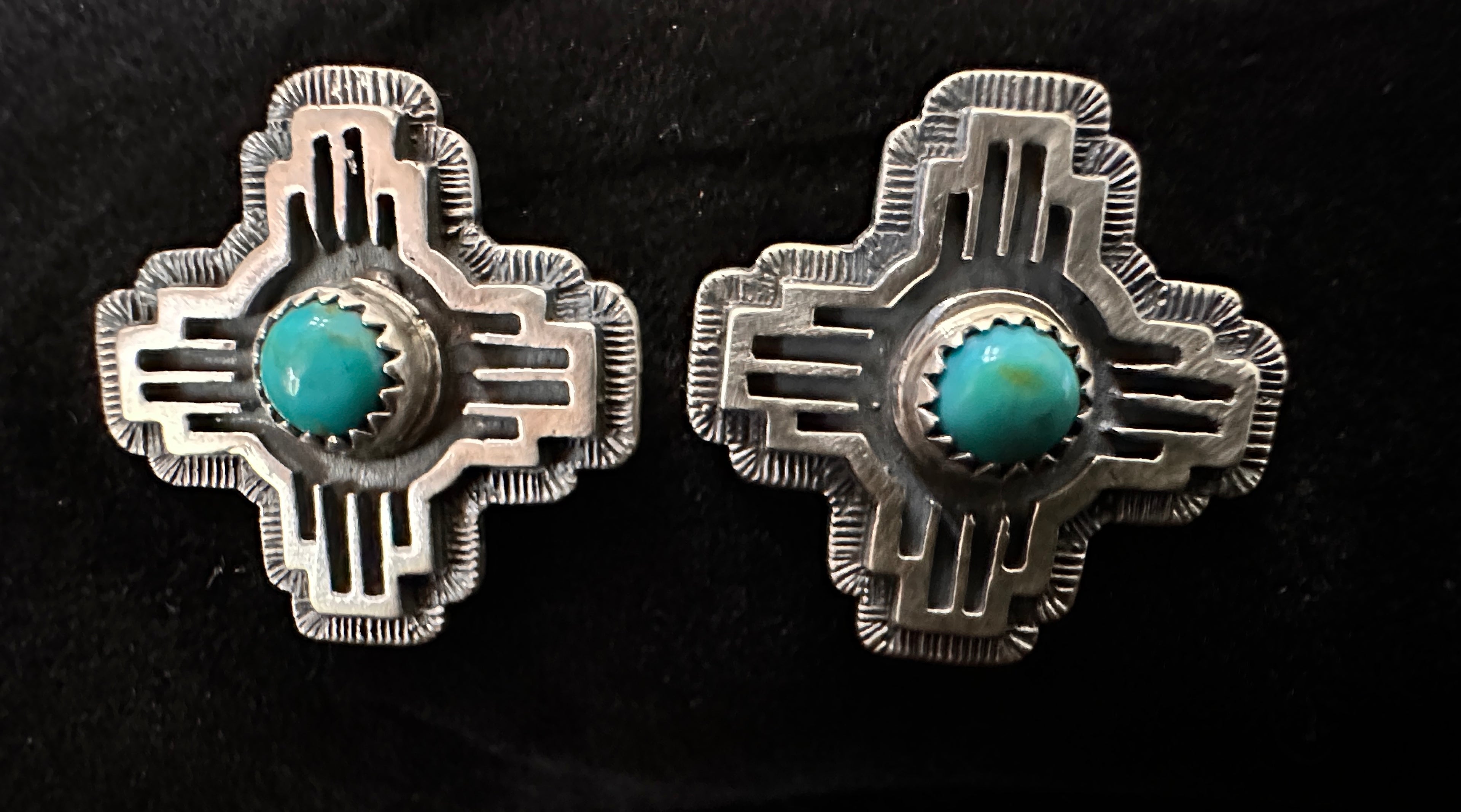 Sterling Silver & Kingman Turquoise Earrings by Jerrod Joe