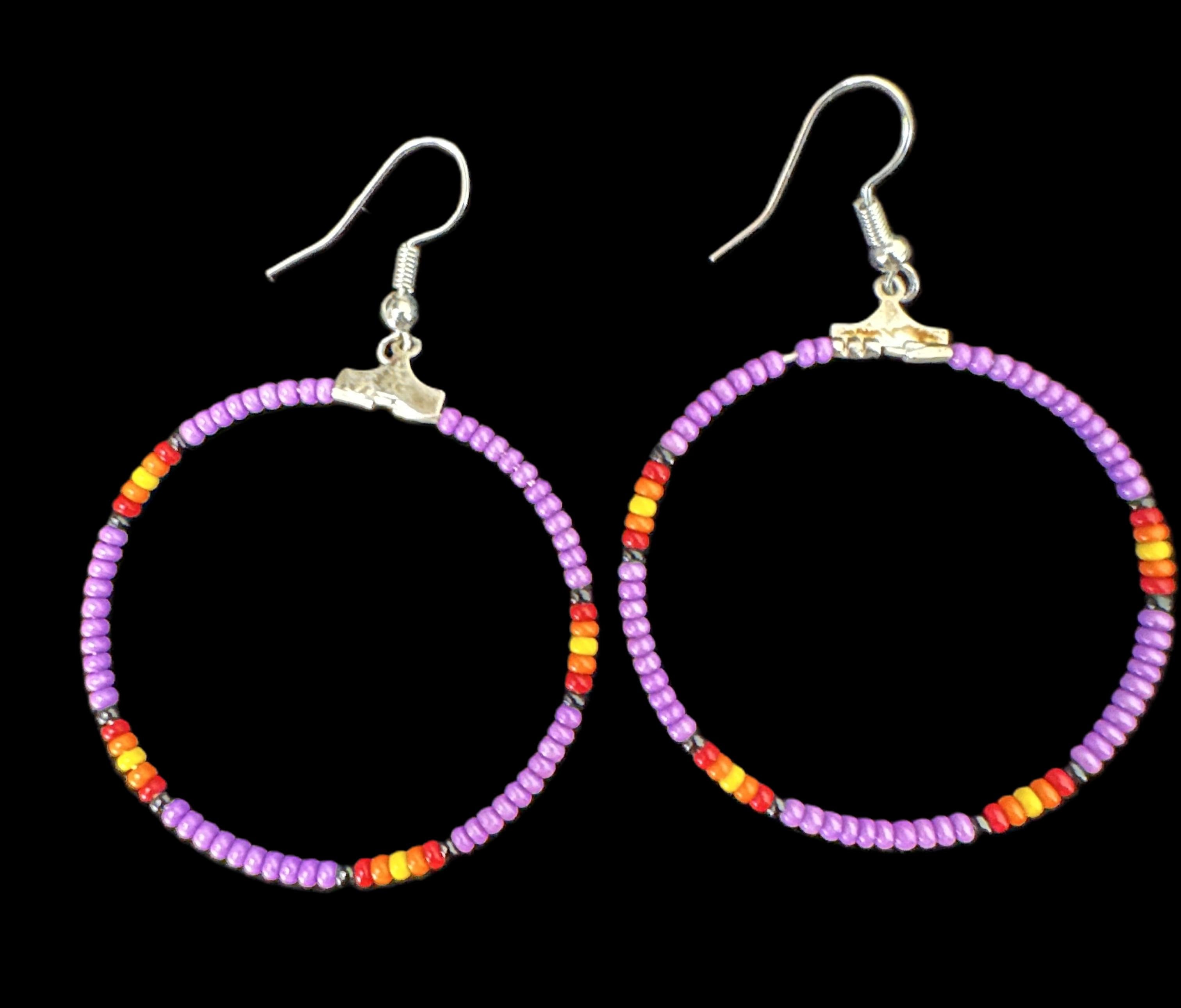 Beaded Hoop Earrings by Lucille Ramone