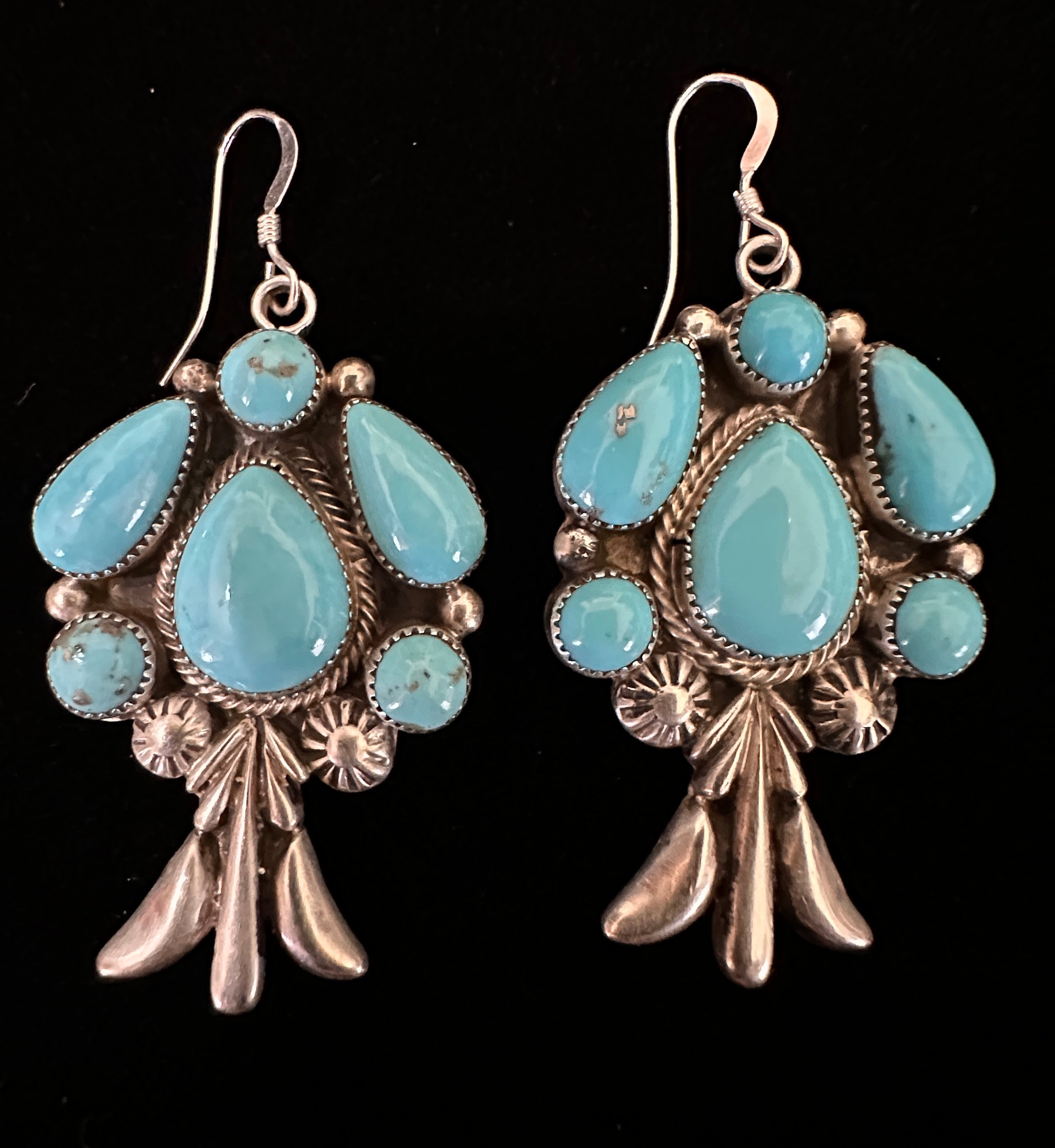 Sterling Silver & Turquoise Dangle Earrings by Running Bear