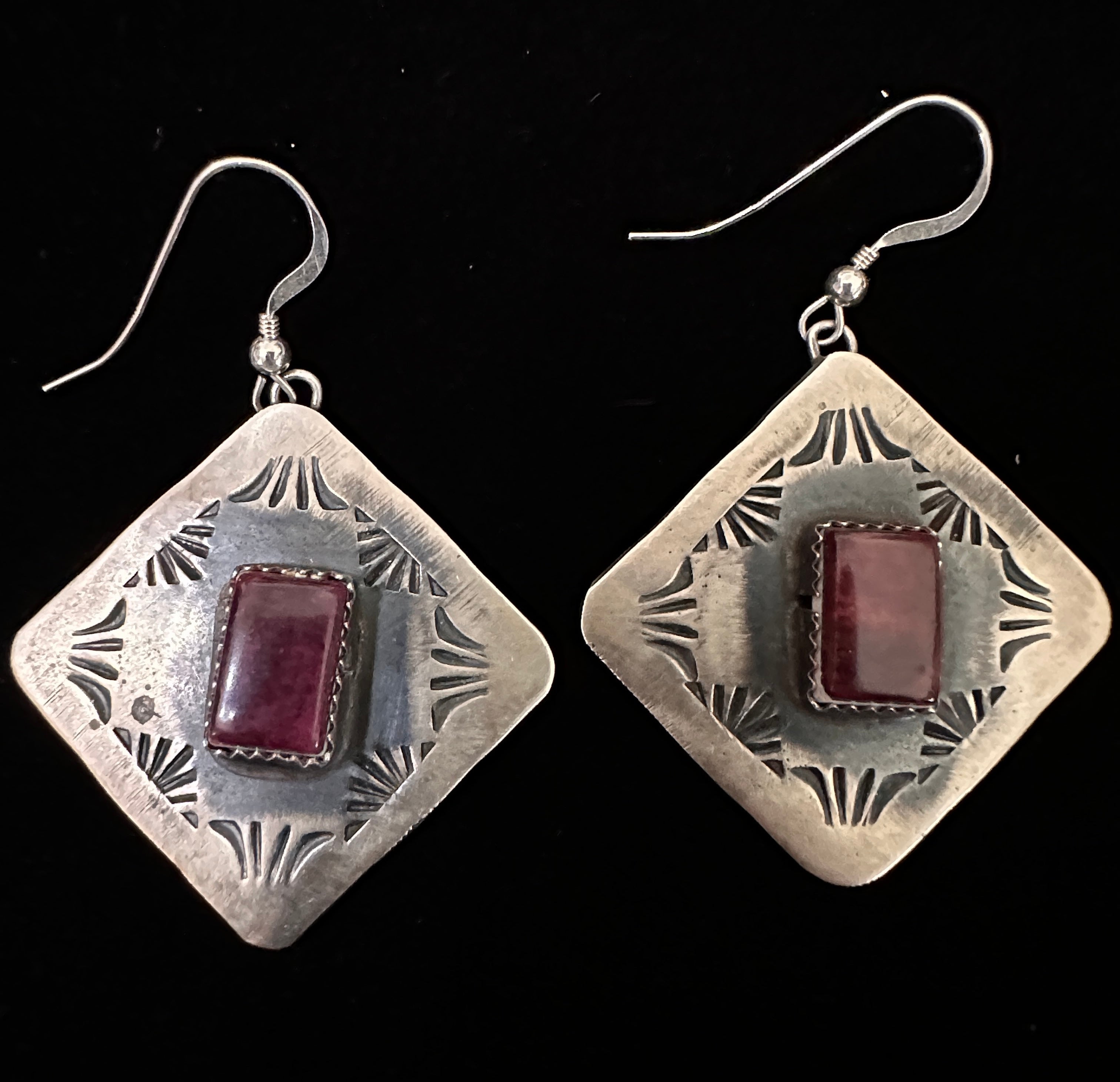 Sterling Silver & Purple Spiny Dangle Earrings by Shawn Cayatineto