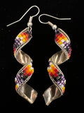 Sterling Silver Beaded Twist Earrings by Lucille Ramone - Native American Jewelry Lucille Ramone