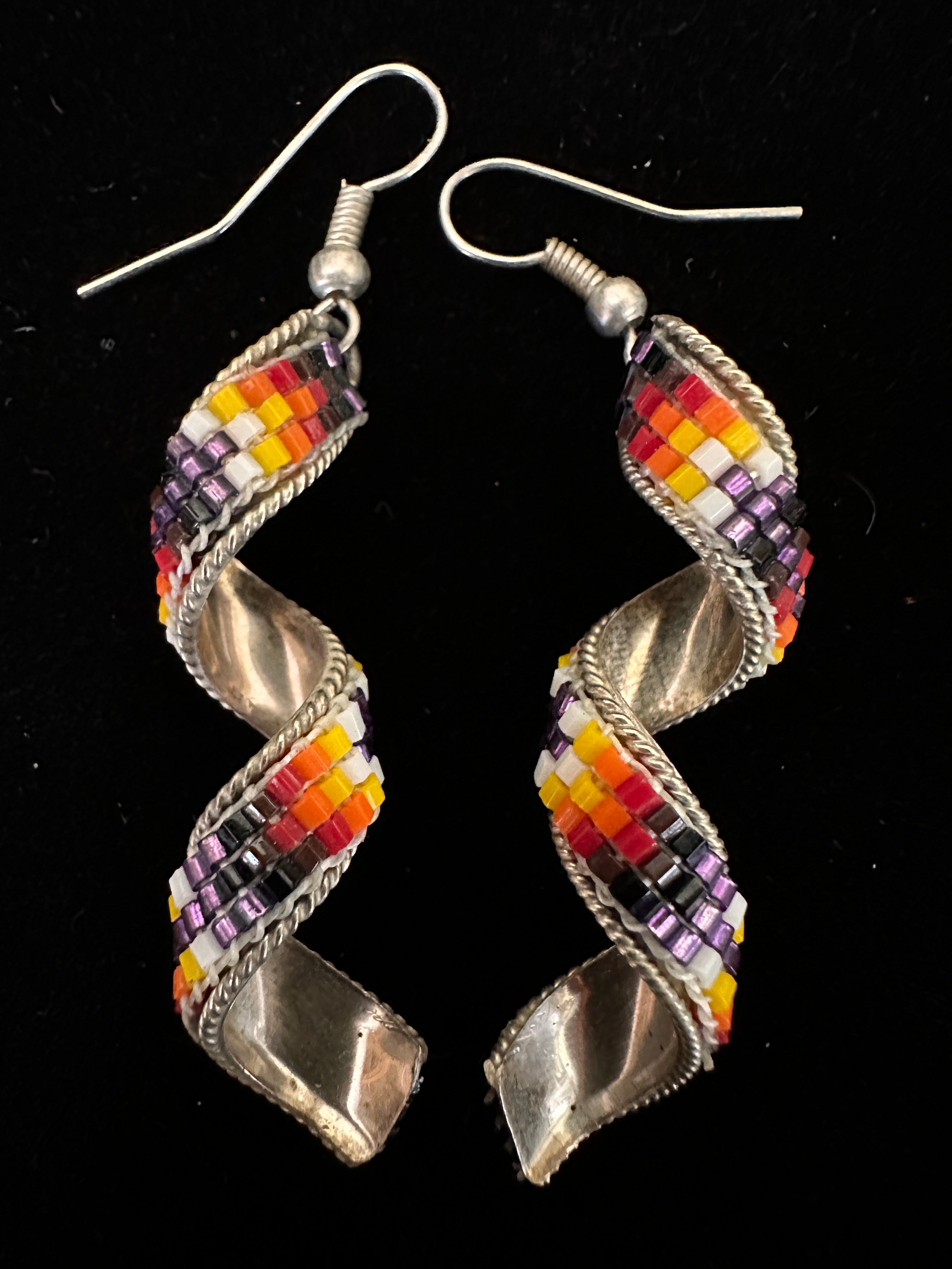 Sterling Silver Beaded Twist Earrings by Lucille Ramone