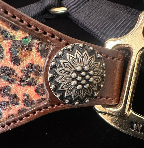 Hand Tooled Inlay Cheetah Halter - Tack Rockin' M Leathers