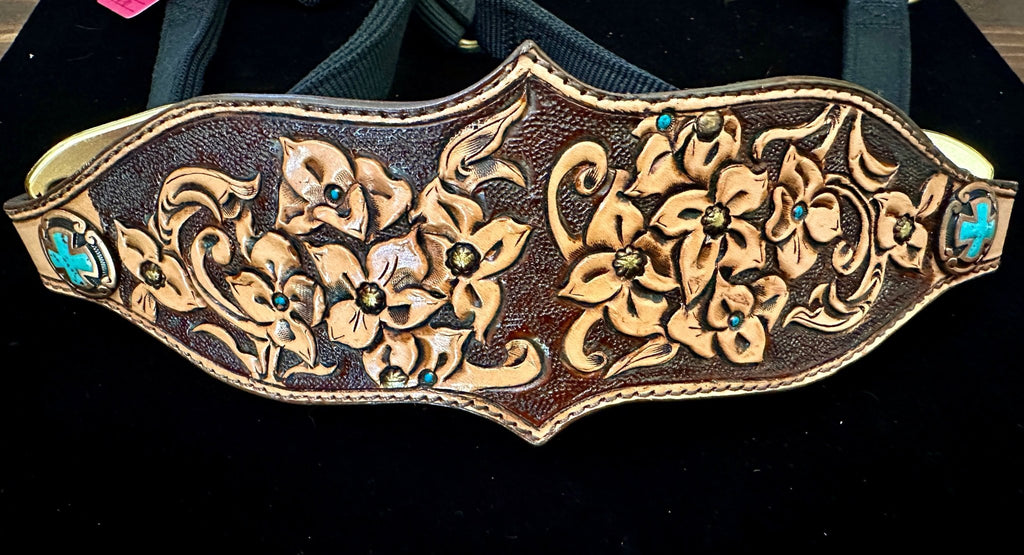 Hand Tooled Floral Halter - Tack Rockin' M Leathers