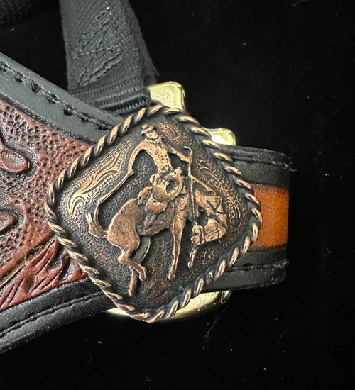 Hand Tooled Sunflower Halter Concho View - Tack Rockin' M Leathers