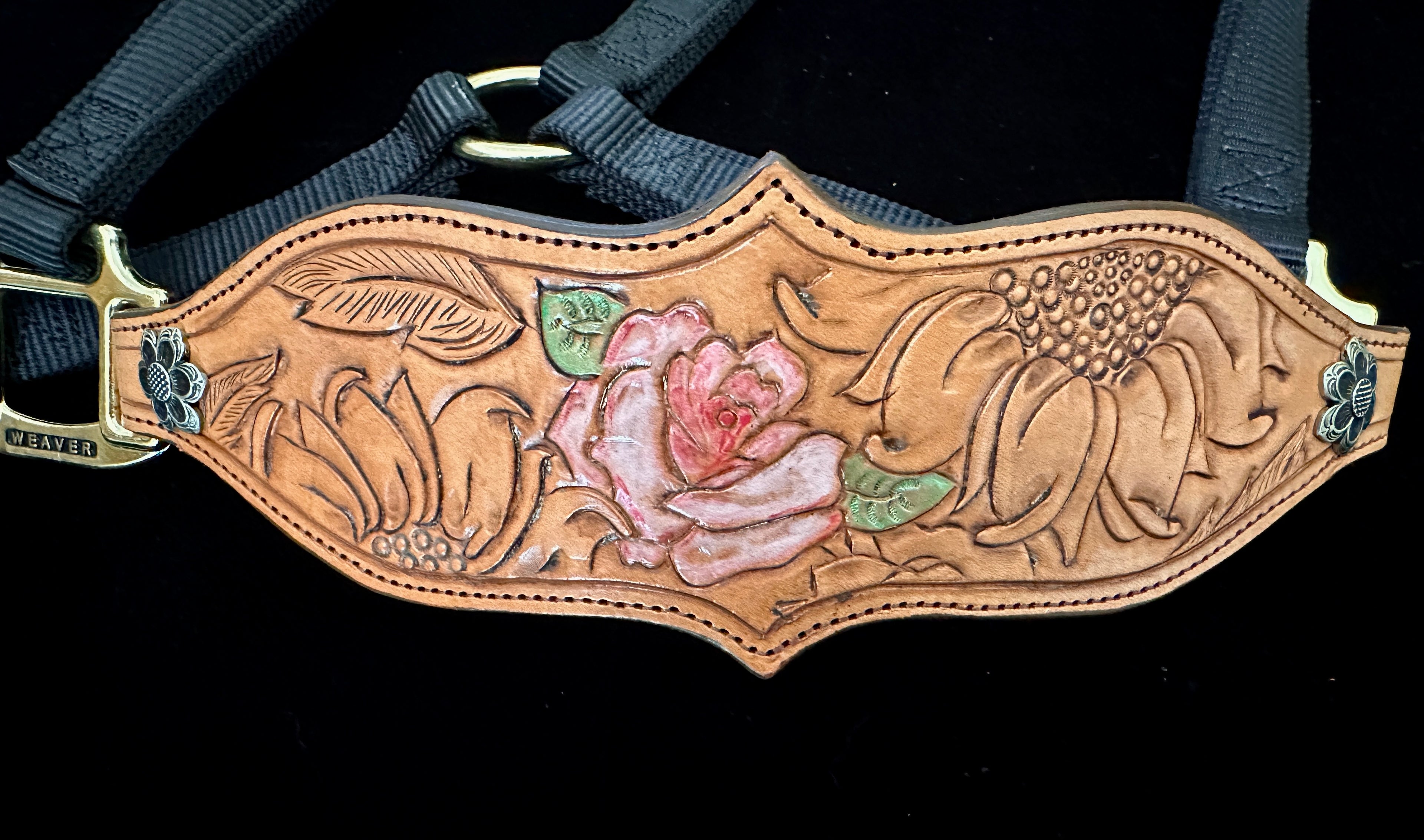 Hand Tooled & Painted Floral Halter