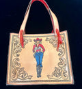 Hand Tooled & Painted Gunslingin' Cowgirl - Handbag Rockin' M Leathers