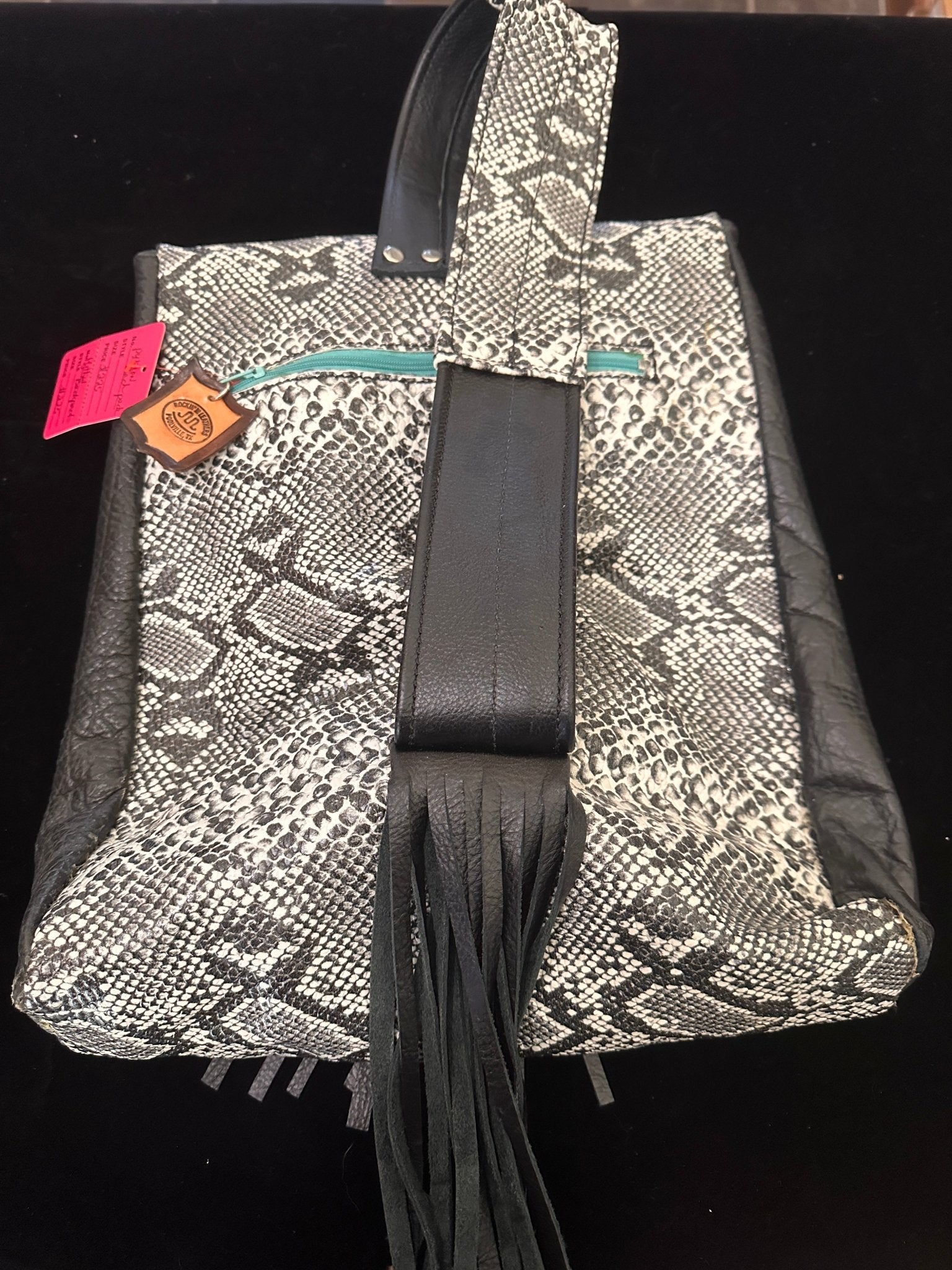 Medium Leather python fringe shoulder sling/backpack - Handbag Rockin' M Leathers