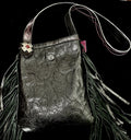 Medium Leather Fringe Purse – Black Embossed with Red Lining - Handbag Rockin' M Leathers