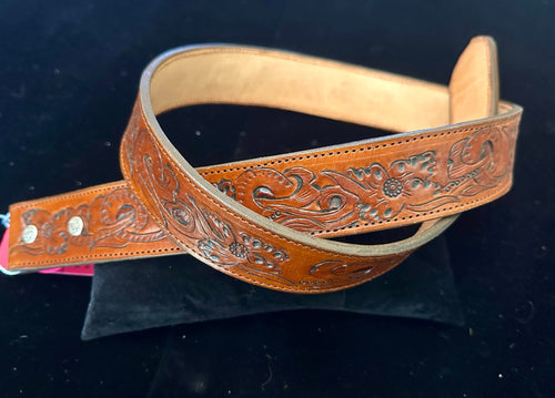 Fully Tooled Flower Pattern Belt - Belts Rockin' M Leathers