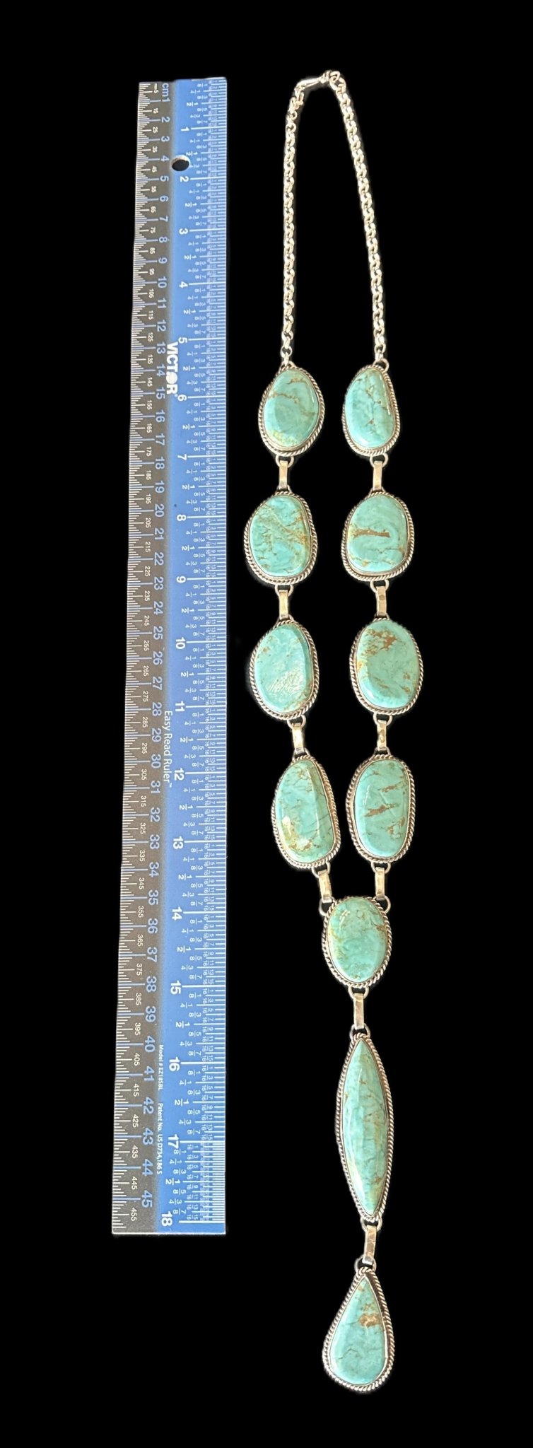 Sterling Silver & Turquoise Lariat Necklace by EM Teller - Native American Jewelry EM Teller