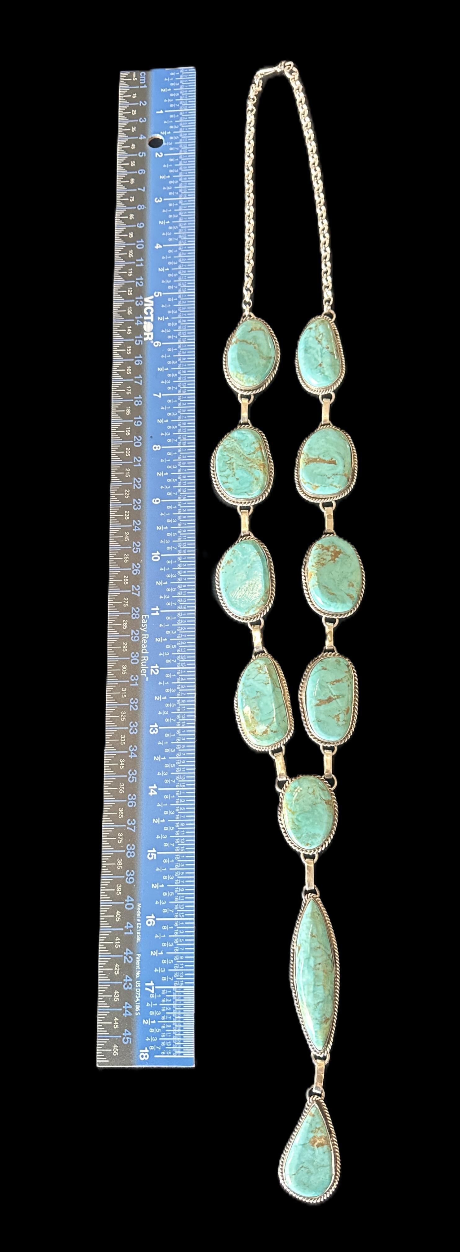 Sterling Silver & Turquoise Lariat Necklace by EM Teller