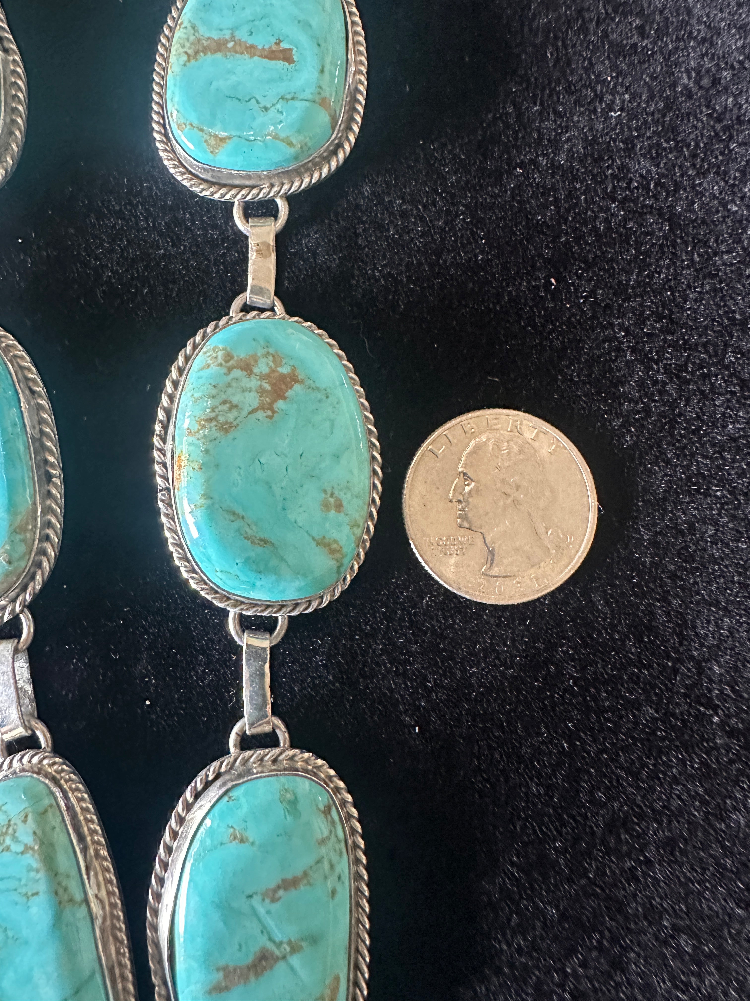 Sterling Silver & Turquoise Lariat Necklace by EM Teller