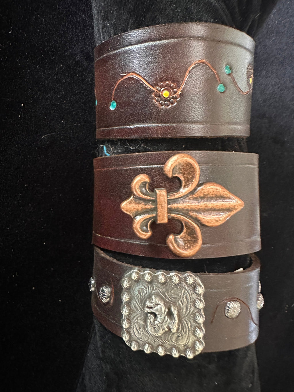 Leather Concho Wrist Wrap - Other Leather Goods Rockin' M Leathers