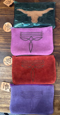 Leather Bootstitch or Longhorn Make-up Pouch - Front - Other Leather Goods Rockin' M Leathers