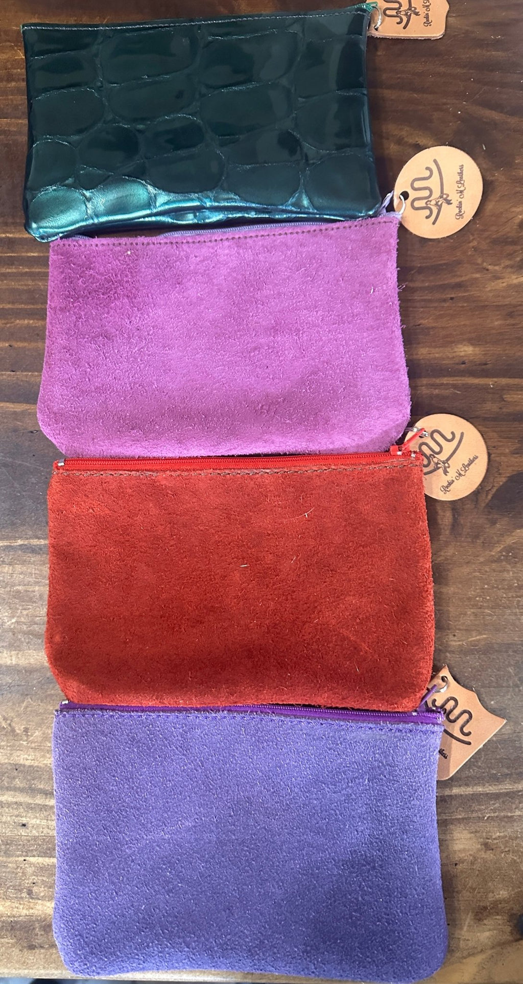 Leather Bootstitch or Longhorn Make-up Pouch - Back - Other Leather Goods Rockin' M Leathers