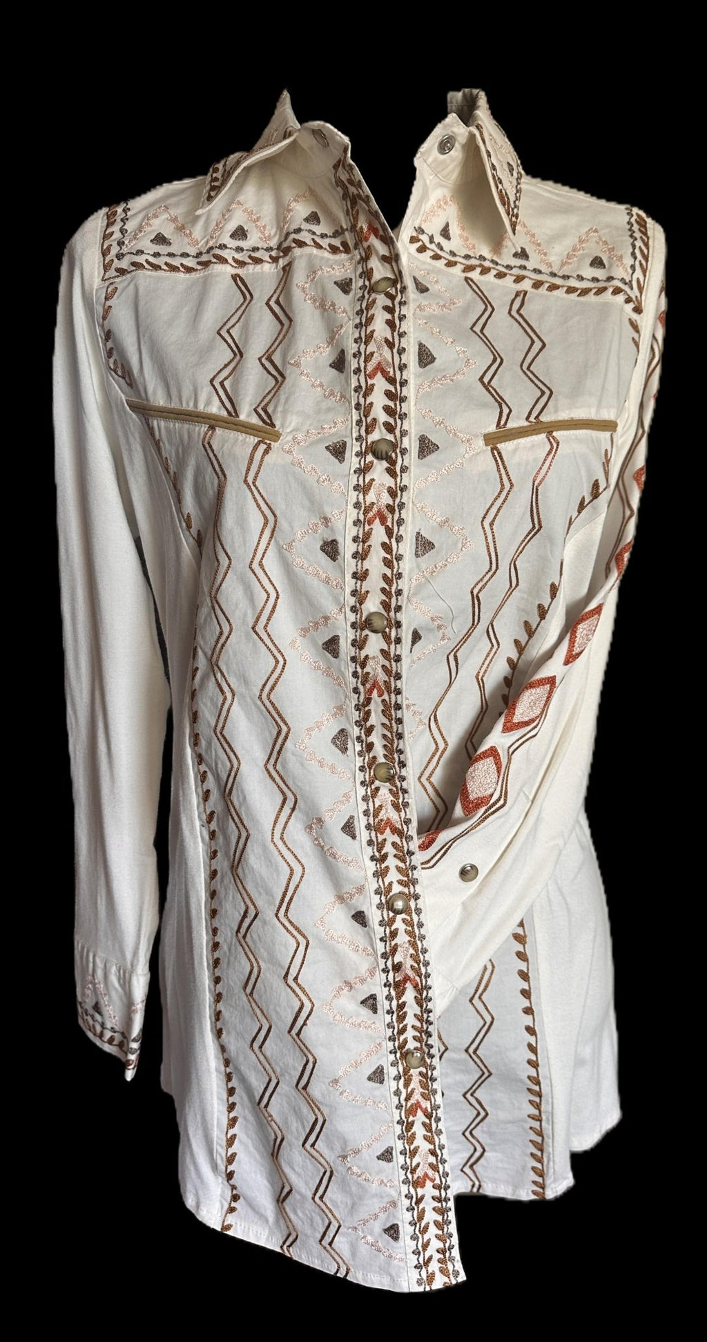 Vintage Collection Southwestern Embroidered Western Blouse – Front Snap Closure - Apparel Vintage Collection