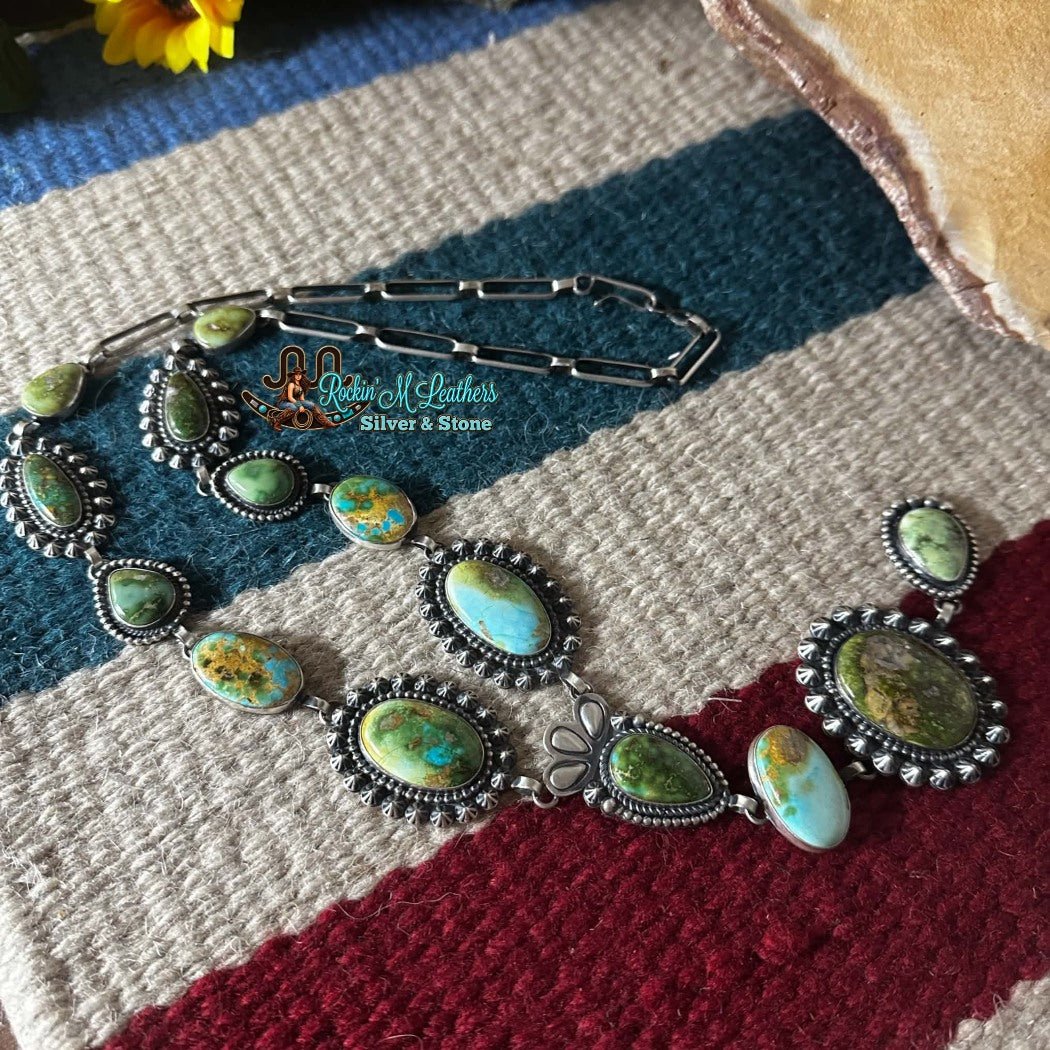 Sterling Silver & Sonoran Gold Turquoise Lariat Necklace by Mary Ellen - Native American Jewelry Mary Ellen