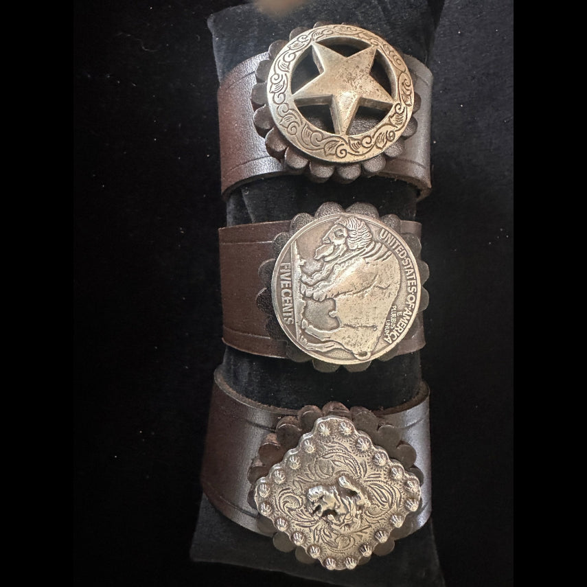 Leather Concho Wrist Wrap - Other Leather Goods Rockin' M Leathers