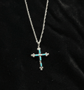 Sterling  Zuni Inlay Turquoise Cross Necklace by Marchelle Qualoo-  - Native American Jewelry
