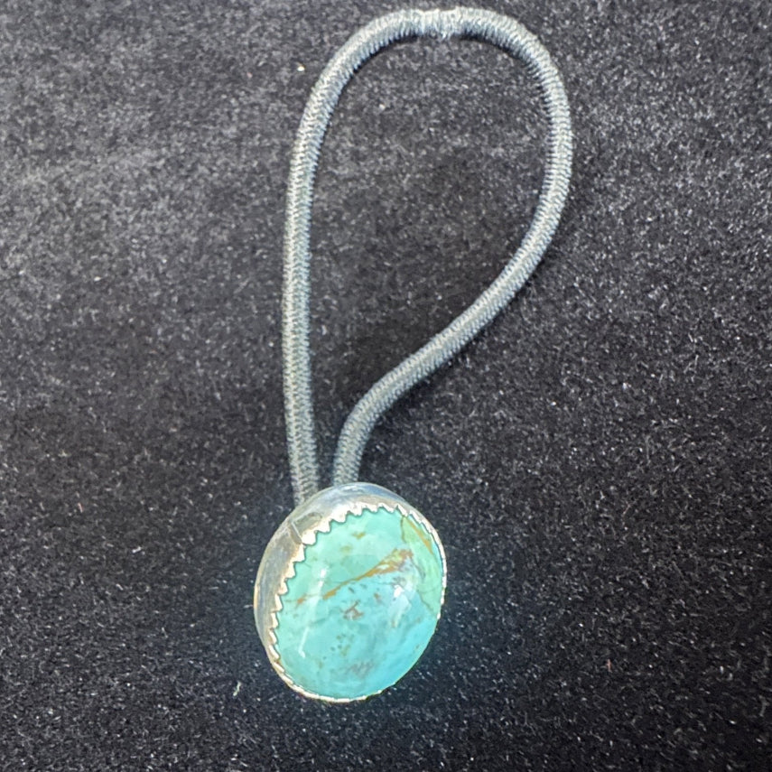 Native American Sterling Silver & Turquoise Hair Tie - Native American Jewelry Rockin' M Leathers