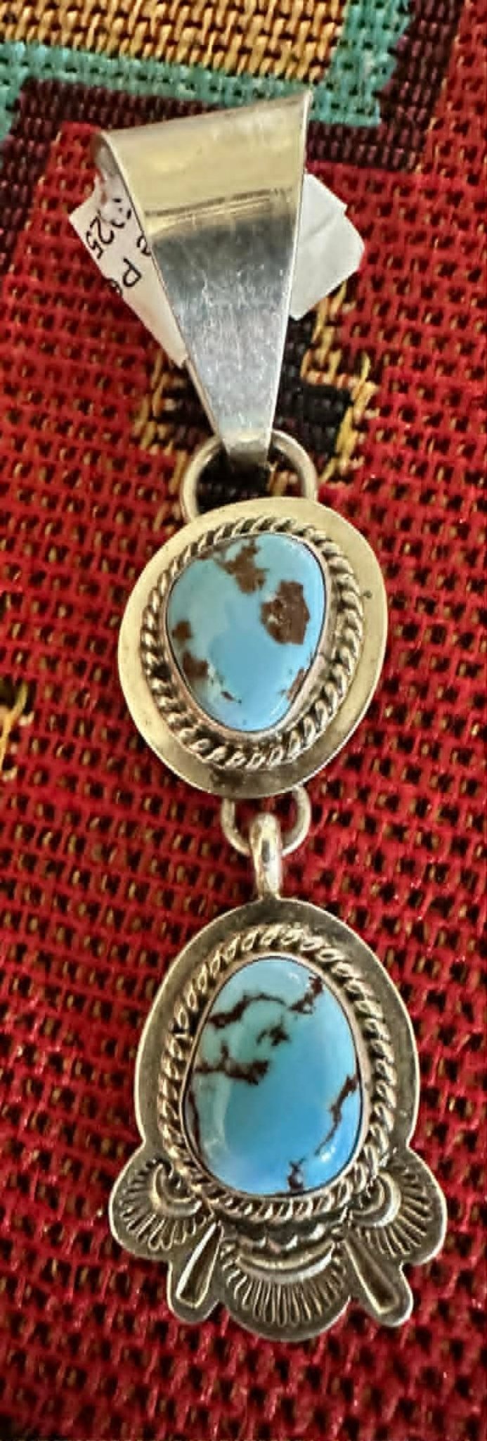 Sterling Silver Golden Hills Two-Stone Pendant by E. Wylie - Native American Jewelry E. Wylie
