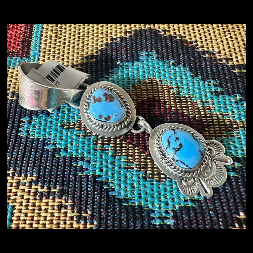 Sterling Silver Golden Hills Two-Stone Pendant by Eula Wylie - Native American Jewelry Eula Wylie