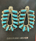 Needlepoint Turquoise Horseshoe Shape Earrings by Vickie Johnson - Native American Jewelry Vickie Johnson