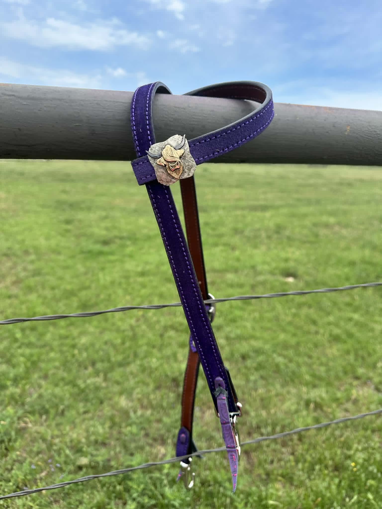 Single Ear Quickchange Headstall – Roughout or Smooth Leather, Custom Color & Stitching - Tack Rockin' M Leathers