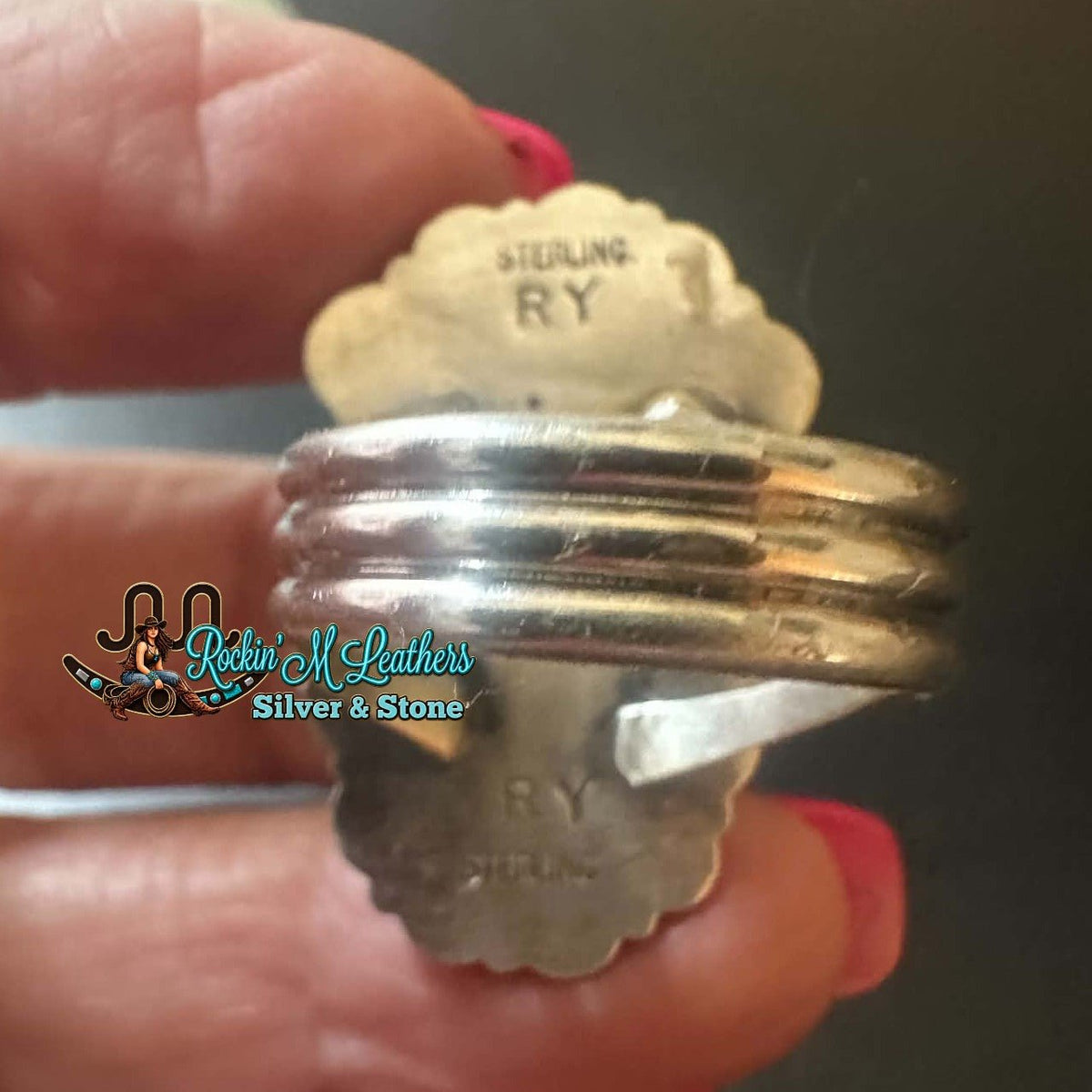 Sterling Silver Coral and Turquoise ring by Renee Yazzie Sz 9 - Native American Jewelry Renee Yazzie