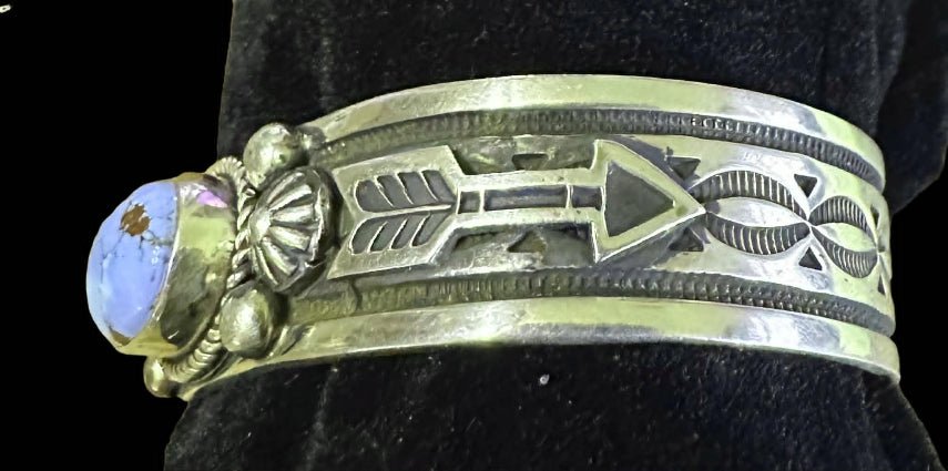 Sterling Silver & Golden Hills Turquoise Bracelet By A. Jake-HBH - Native American Jewelry A. Jake/HBH
