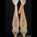 Single Sliding Ear Headstall – Red Ribbon Floral - Tack Rockin' M Leathers