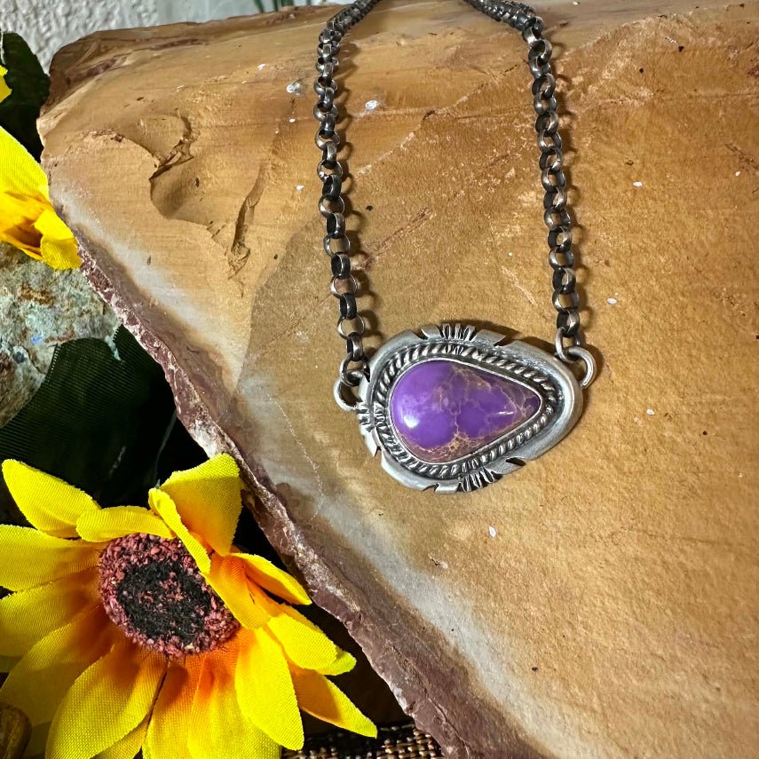 Sterling Phosphosiderite Pendant Necklace by Jon McCray - Native American Jewelry Jon McCray