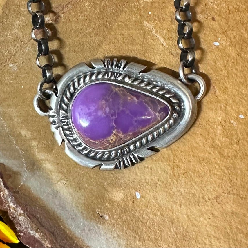 Sterling Phosphosiderite Pendant Necklace by Jon McCray - Native American Jewelry Jon McCray