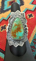 Sterling Silver Teardrop Royston Turquoise Ring Size 9 by Kimari Somers - Native American Jewelry Kimari Somers