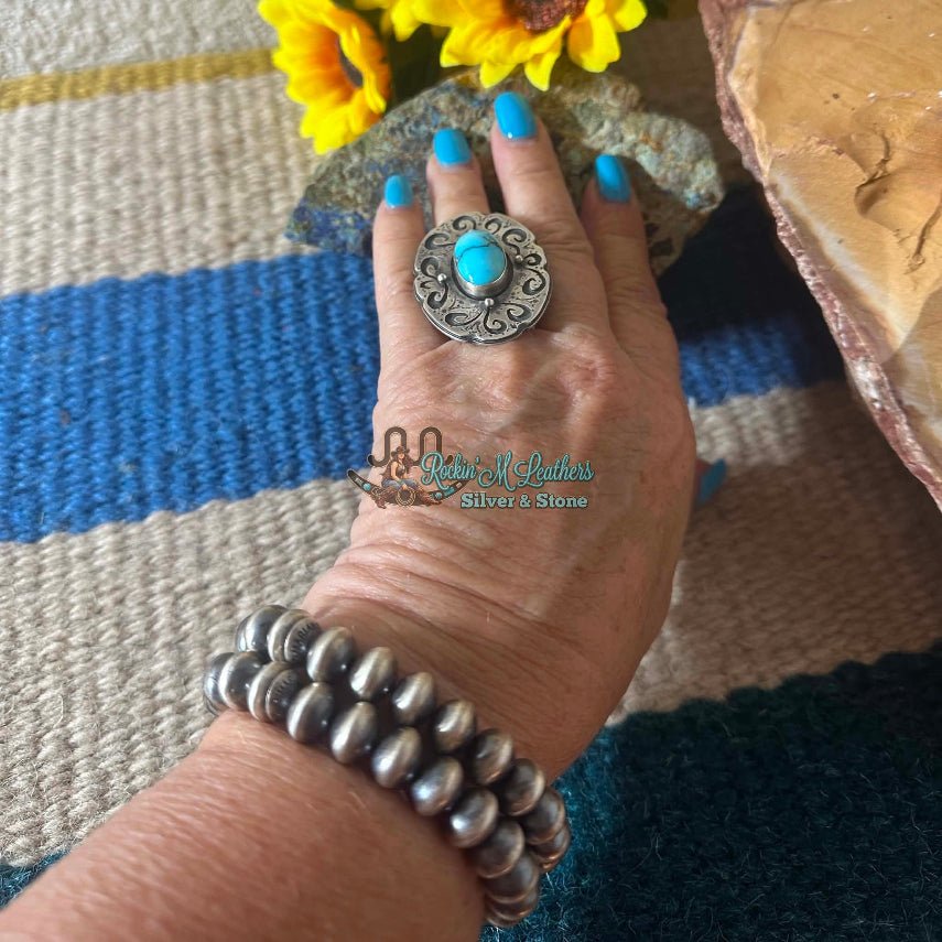 Sterling Silver 10mm Handmade Semi-Rondelle Pearl Bracelet by Dorinda Mariano - Native American Jewelry Dorinda Mariano