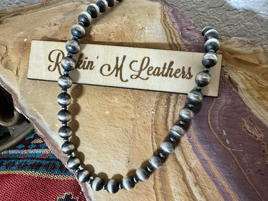 Sterling Silver 10mm Navajo Style Machine Made Pearls - 18"