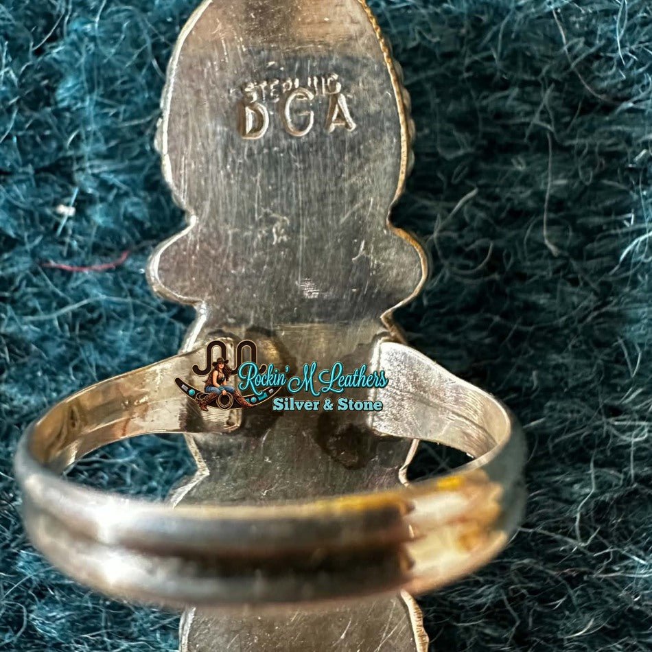 Sterling Silver 3 stone Sonoran Gold Ring Sz 9 By Darius Arviso - Native American Jewelry Darius Arviso