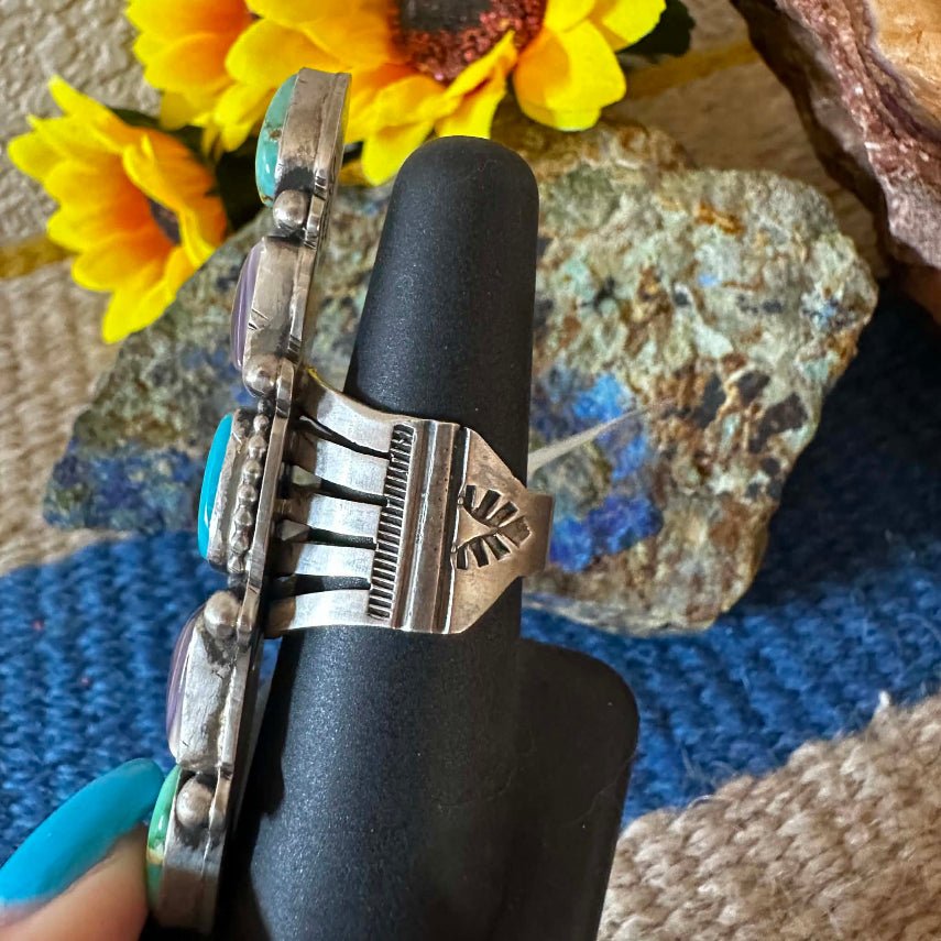Sterling Silver 5 stone Multi Turquoise Ring by Patricia Yazzie - Native American Jewelry Patricia Yazzie