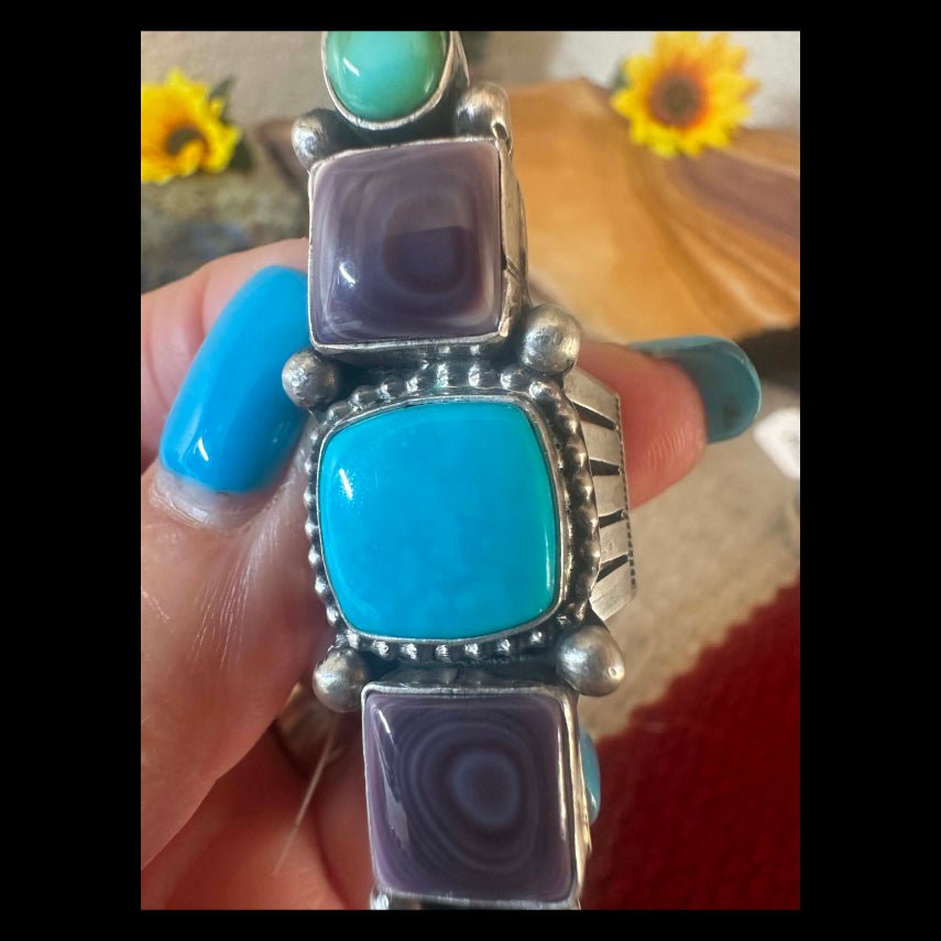 Sterling Silver 5 stone Multi Turquoise Ring by Patricia Yazzie - Native American Jewelry Patricia Yazzie