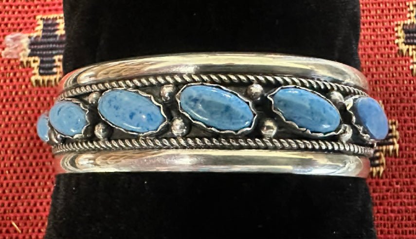 Sterling Silver & 6 Stone Denim Lapis Bracelet By Roy Begay - Native American Jewelry Roy Begay