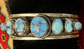 Sterling Silver & 7-Stone Golden Hills Turquoise Bracelet By A. Jake-HBH - Native American Jewelry A. Jake/HBH